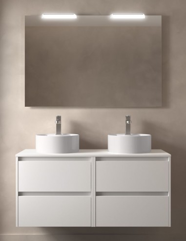 Conjunto mueble de baño 120 cm sobre encimera white satin