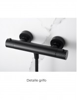 Grifería para ducha black gun metal termostático modelo Genova de Imex detalle grifo