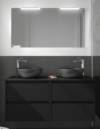 Conjunto mueble de baño suspendido black satin