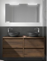 Conjunto mueble de baño suspendido nogal maya