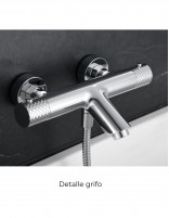 Grifería para bañera cromo termostática  modelo Genova de Imex detalle grifo