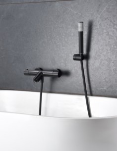 Grifería para bañera negra termostática  modelo  Genova de Imex
