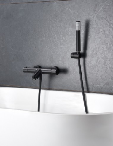 Grifería para bañera negra termostática  modelo  Genova de Imex