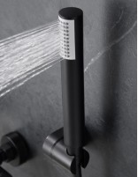 Grifería para bañera negra termostática  modelo  Genova de Imex detalle mango