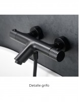 Grifería para bañera negra termostática  modelo  Genova de Imex detalle grifo