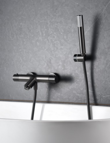 Grifería para bañera black gun metal termostática  modelo  Genova de Imex