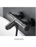 Grifería para bañera black gun metal termostática  modelo  Genova de Imex detalle grifo