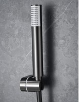 Grifería para bañera black gun metal termostática  modelo  Genova de Imex detalle mango