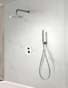 Conjunto ducha cromo termostático empotrado modelo Genova de Imex