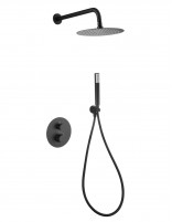 Conjunto ducha negro termostático empotrado modelo Genova de Imex detalle