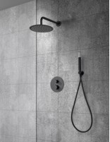 Conjunto ducha termostático empotrado - negro mate/black gun metal GENOVA de Imex