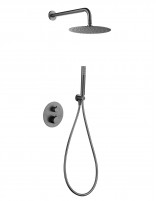 Conjunto ducha black gun metal termostático empotrado modelo Genova de Imex detalle