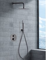 Conjunto ducha black gun metal termostático empotrado modelo Genova de Imex
