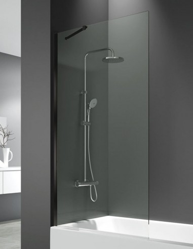 Mampara bañera negra modelo fijo con vidrio de 8 mm. SCREEN de GME