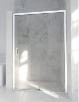 Mampara aluminio blanco modelo 502 con 1 hoja fija y 1 corredera de Hispabaño