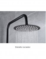 Barra de ducha termostática negra modelo Génova de Imex detalle rociador