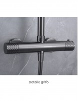 Barra de ducha termostática black gun metal modelo Génova de Imex detalle grifo
