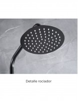Barra de ducha termostática black gun metal modelo Génova de Imex detalle rociador