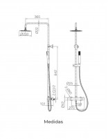 Barra de ducha termostática  modelo Génova de Imex medidas