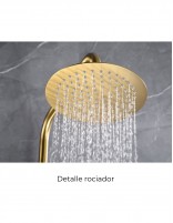 Barra de ducha termostática oro modelo Génova de Imex detalle rociador