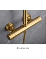 Barra de ducha termostática oro modelo Génova de Imex detalle grifo
