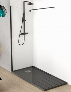 Mampara ducha 1 cristal fijo modelo LIBRE Black de Bathplus