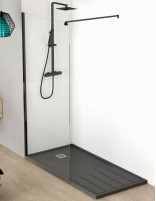 Mampara ducha 1 cristal fijo modelo LIBRE Black de Bathplus
