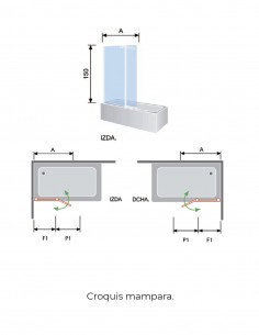 Mampara blanca bañera fijo más abatible modelo SALÓNICA de Kassandra 2