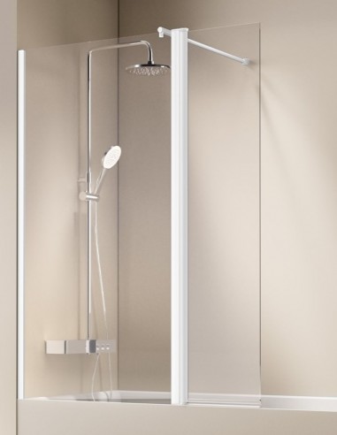 Mampara blanca bañera fijo más abatible modelo SALÓNICA de Kassandra