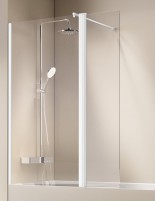 Mampara blanca bañera fijo más abatible modelo SALÓNICA de Kassandra