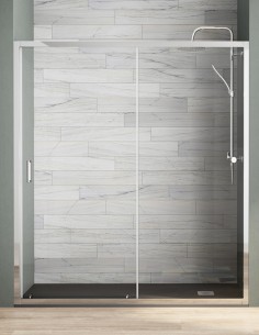 Mampara corredera frontal SUIZA de Bathplus 1 puerta fija y 1 corredera