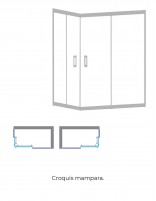 Mampara ducha rectangular SUIZA 2 fijos y 2 puertas correderas de Bathplus croquis