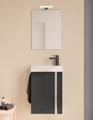 Mueble baño fondo reducido Royo antracita brillo