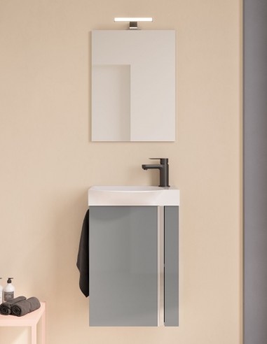 Mueble baño fondo reducido Royo galet brillo