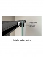Mampara corredera negra frontal modelo JAPÓN de Bathplus 1 puerta + 1 fijo detalle rodamiento
