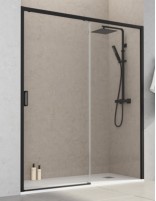 Mampara corredera negra  frontal modelo JAPÓN de Bathplus 1 puerta + 1 fijo