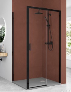 Mampara frontal negra + fijo lateral modelo Japón de Bathplus