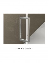 Mampara frontal cromo + fijo lateral modelo Japón de Bathplus detalle tirador