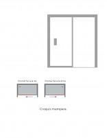 Mampara corredera cromo frontal modelo JAPÓN de Bathplus 1 puerta + 1 fijo croquis