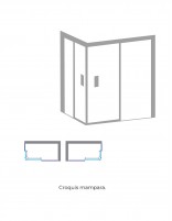 Mampara ducha cromo modelo JAPÓN 2 fijos y 2 puertas correderas de Bathplus croquis