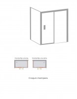 Mampara frontal cromo + fijo lateral modelo Japón de Bathplus croquis