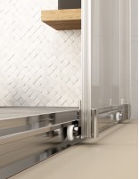 Mampara frontal + fijo lateral modelo SUIZA de Bathplus detalle rodamiento