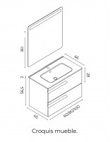 Mueble baño Royo Vitale croquis espejo led