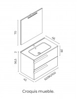 Mueble baño Royo Vitale croquis espejo + aplique