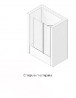 Mampara bañera perfil cromo modelo QATAR abatible de Bathplus croquis