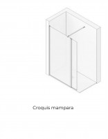 Mampara ducha abierta modelo VENICE fija y hoja abatible de Bathplus detalle sujeción croquis