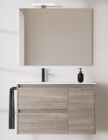 Conjunto mueble de baño de Royo Sansa suspendido 2 cajones + 1 puerta modelo Gris arenado