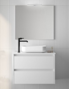 Mueble Sansa Royo blanco modelo con 2 cajones y lavabo sobre encimera