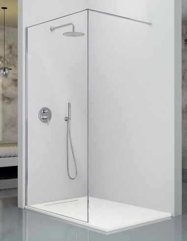 Mampara de ducha con marco color plata modelo Arena de Kassandra.