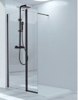 Mampara cristal fijo abatible perfil negro Polaris de Kassandra